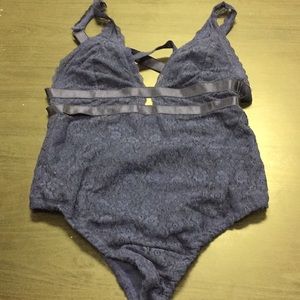 Laced V neck backless body suit